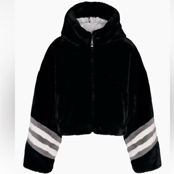 Perfect Moment Noelle faux fur jacket Black White Grey NWT Medium - Picture 1 of 8